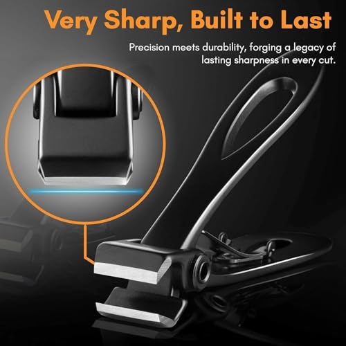 Image of Professional Nail Clipper Set with Nail File | Heavy Duty Stainless Steel Nail Cutter for Fingernails & Toenails, Sharp Precision Blades, Ergonomic Matte Black Grooming Tool for Men & Women (BLACK)