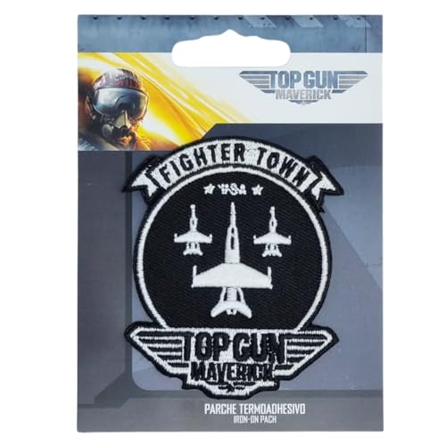 COMERCIAL MERCERA, Parches Top Gun, Parches de Ropa Termoadhesivos, Originales, Parche para Camisetas, Gorras, Mochilas Escolares, 100% Poliéster (Maverick Fighter Town)