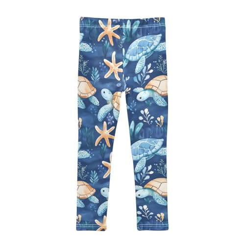 Fish Watercolor Turtles Starfish Girls Leggings Kids Yoga Pants Dance Active Tights 4T2