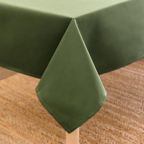 Image of Encasa XO Dining Table Cover Cloth for 4 to 6 Seater | 140x180 cm Cotton Canvas Rectangular Table Cloth | Machine Washable Tablecloth for Indoor & Outdoor Use - Leaf Green Solid Color