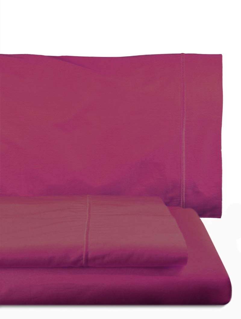 Lasa Royal - Bed sheet set with flat sheet, 160 x 285 cm, fitted sheet, 90 x 200 cm, pillow case, 45 x 110 cm, fuchsia color