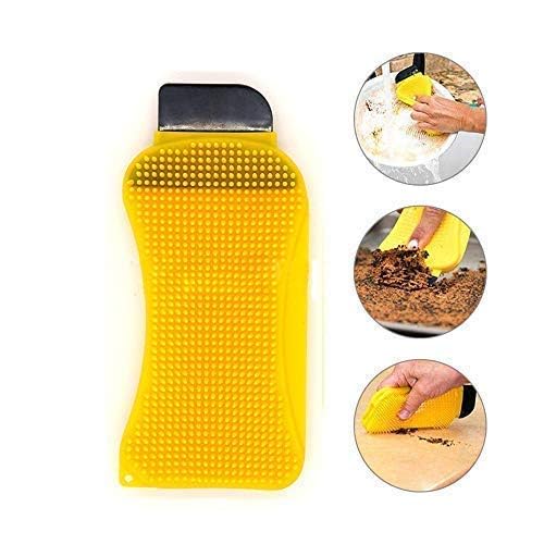 krupanidhi 3 in 1 Silicone Cleaning Brush Kitchen Sponge Dish-Washing Brush Scraper for Kitchen and Bathroom Cleaning Gadget Brush (Multicolor) 4