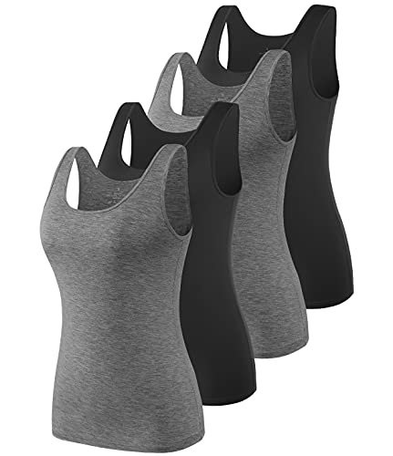 vislivin Camisetas sin Mangas Casuales elásticas Supersoft Camisole para Mujer Negro/Gris/Negro/Gris S