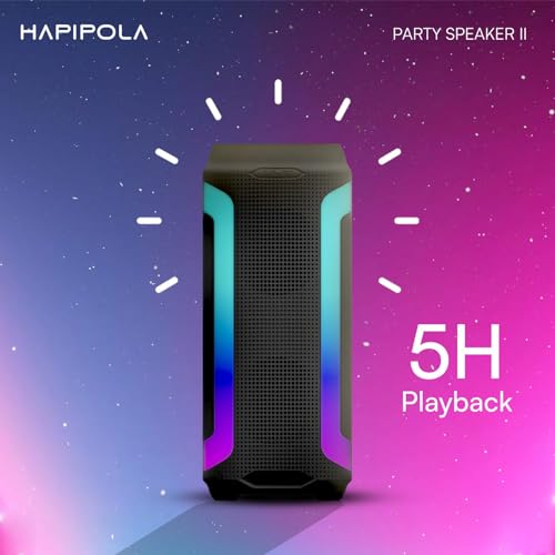 Image of HAPIPOLA Party Speaker II 30W Multi-Media Bluetooth Party Speaker with Wired Mic for Karaoke Portable Bluetooth Speaker, RGB LED Light, Wireless Music