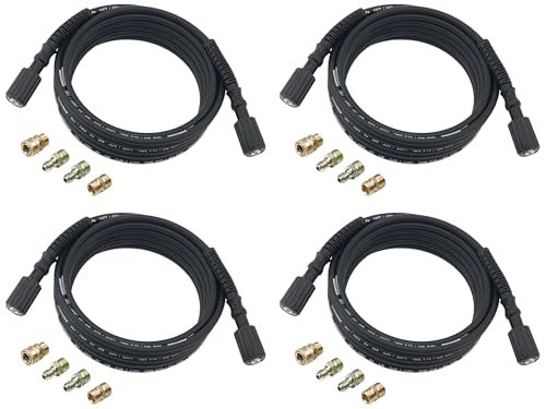 Image of Karcher 25' High Pressure Extension Hose for Pressure Washers up to 3600 PSI - with Adapters Included - Quick Connect or M22 Fitting (Pack of 4)