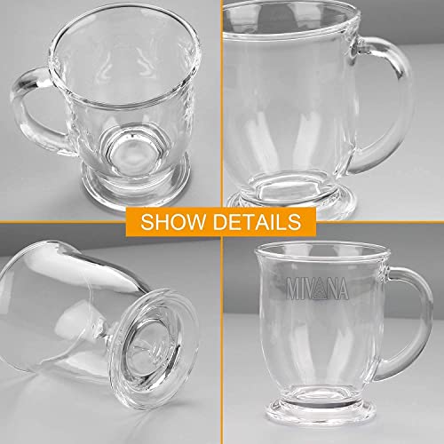 Image of 300 ML Glass Coffee Mug Set, with Convenient Handle, Tea Glasses for Hot /Cold Beverages, Thermal Shock Resistant, Tempered Glass, Mugs for Cappuccino Pack of 2 (PN - 06, 2 Count (Pack of 1))