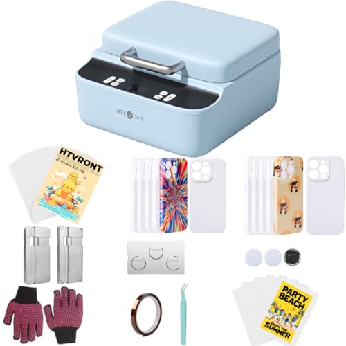 HTVRONT Phone Case Heat Press Machine Bundle Compatible with iPhone & Android - with 20 Pcs Sublimation Film, and Phone Case Compatible with iPhone 16Pro Max(6pcs) +15 Pro Max(6pcs)