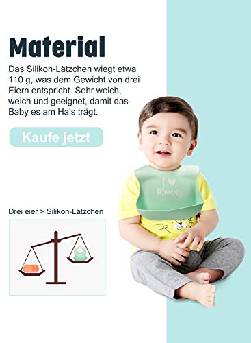 FutureFounder slabbetjes baby siliconen plastic zacht waterdicht slabbetje met opvangschaal silicone afwasbaar 2 stuks… - Image 3