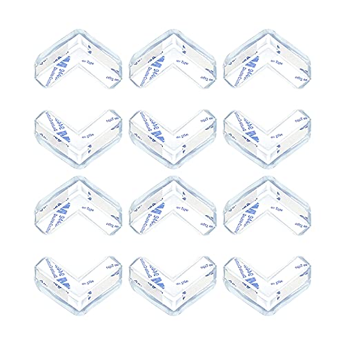 JANEMO 12 Pcs Baby Proofing Edge Corner Protector,L-Shape Soft High Resilient Table Bumper Guard,Use for Family,School,Office,Infant Training Room,Transparent