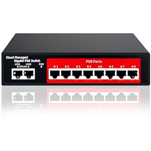 STEAMEMO 10-Port Gigabit Managed PoE Switch, 8 PoE+ Ports@120W, 2 Uplink Ports, VLAN, PoE Scheduler, Fanless, Plug and Play, Sturdy Metal, Desktop and Wall-Mount