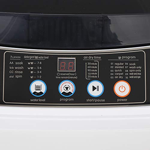 ZENY Portable Full-Automatic Washing Machine Compact Laundry Washer Spinner Machine with Drain Pipe 10 Programs 8 Water Levels 8lbs Capacity for Apartment