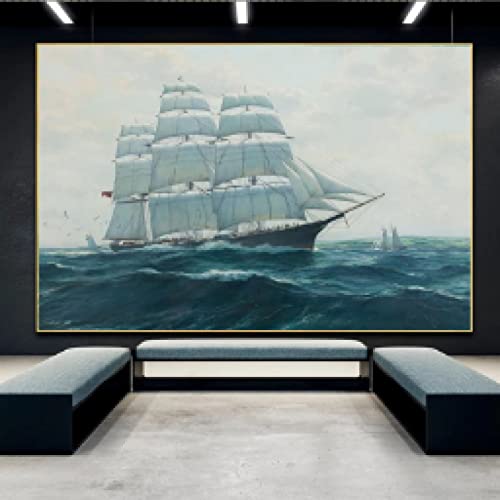 Impression paysage marin navire voile abstrait sur toile 70x100