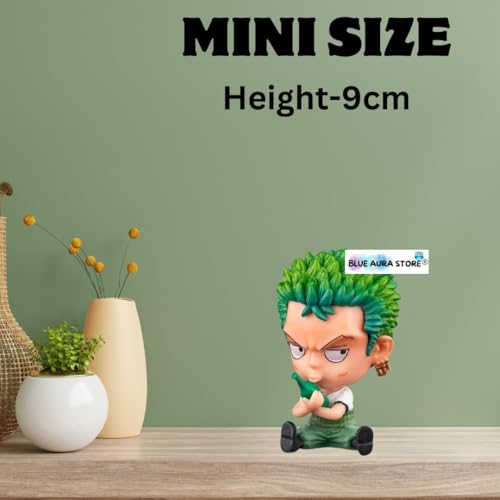 Image of Blue Aura Zoro Action Figure Mini Figurine Height -9cm Multicolour PVC | Zoro Mini Bottle