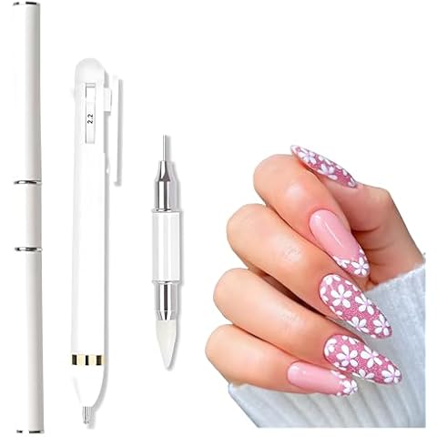Gorvalin 2 PCS Nail Dotting Tools for Nail Art, Ballpoint Pen Design Nail Art Dotting Tools with Dual-Ended Rhinestone Picker Dotting Pen Kit for Manicure Cover