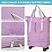 VOOWO Rolling Duffle Bag with Wheels, Expandable Foldable Duffel Bag with Wheels for Travel, Rolling Luggage Carry on Duffel Bags, Wheeled Travel Duffle Bags, Large Weekend Bag for Women (Purple)