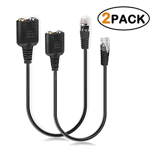 Bolongking Headset adattatore RJ9 maschio 3.5 mm femmina auricolare telefono microfono audio splitter cavo adattatore 2 pezzi