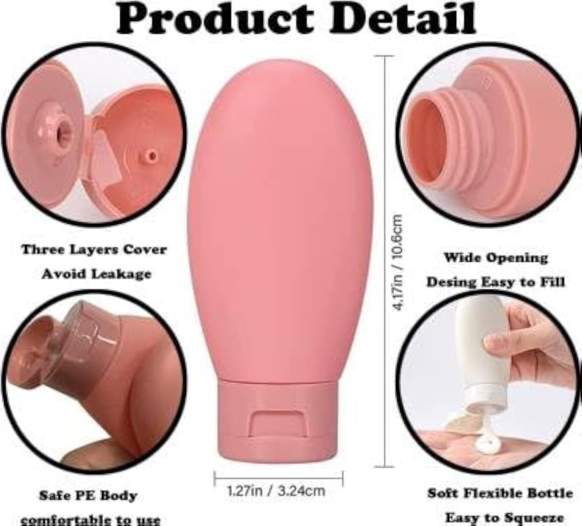 Travel Bottles for Toiletries, Refillable Plastic Container Set