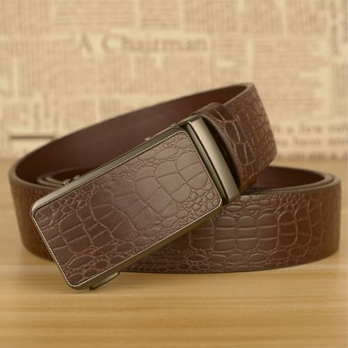 Mens Belt Ratchet, Cowboy Western Leather Belts for Men Square Alloy Buckle Crocodile Pattern Embossed Belt2