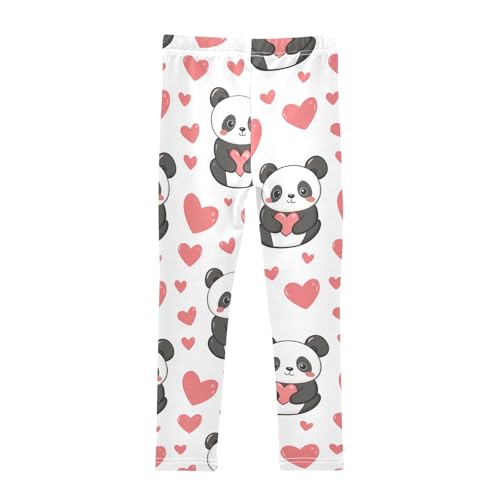 Panda and Heart Girls Leggings,Workout Leggings for Girls Toddler Athletic Legging Size for 3-10T2