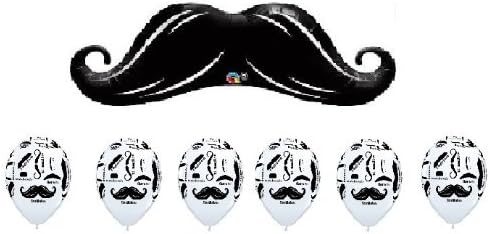 MUSTACHE BALLOONS SET birthday party supplies decorations moustache BLACK WHITE