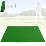 GYMAX Golf Abschlagmatte, 150 x 100 x 2,7 cm, Faltbare Golf Übungsmatte mit 2 Abschlagpositionen & 3 Gummi-Tees, Golf-Schlagmatte für Schwung & Schlatraining, Golfmatte für Indoor & Outdoor