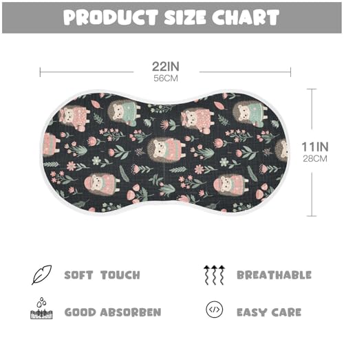 J JOYSAY Hedgehog Flowers Black Baby Burp Cloths for Boys Girls Large 22''x11'' Cotton 4 Layer Burping Cloths for Girl Babies one sizex42