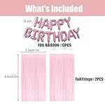 Pink Bow Birthday Party Decorations Kit with Bows Happy Birthday Balloon Banner, Pastel Pink Fringe Backdrop, Heart Balloons and Cake Toppers – Coquette Decor for Girls & Women - Image 3