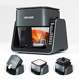 Astralship 2-in-1 Glass Air Fryer & Grill Combo, 4.2 QT + 1.3 QT Capacity, 7 Digital Presets, Small, Non-Toxic See-Through Glass Bowl, Low-Oil Healthy Cooking, Easy to Clean, Multi-Function Design