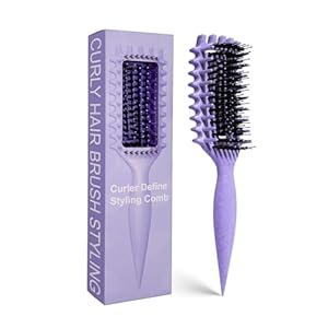 Curly Hair Brush Candybrush Curl Defining Brush for Detangling Shaping and Defining Curls for Women, Men, Wet & Dry Hair (Purple)