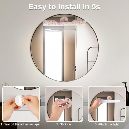 Image of Benreom 2 Pack Wireless Vanity Lights for Mirror, Rechargeable Battery Operated Makeup Light, Adjustable Color Brightness & Angle Light Bar, Magnetic Stick on LED Lighting Bathroom Decor Accessories
