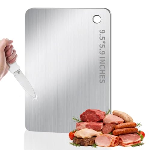Titanium Cutting Board - 2026 New 100% Pure Titanium Cutting Boards, Food-Grade,Non-Slip Surface, Dishwasher Safe, Elegant Serving Tray, for Charcuterie, Meat, Vegetables, Easy Clean, 9.5"x5.9"