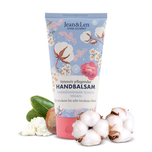 Jean & Len – Hand Balm Cotton & Shea Butter, hand care for dry to very dry hands, provides intensive care and is particularly mild, without parabens and silicones, vegan, hand cream tube, 2.54 Fl. Oz.