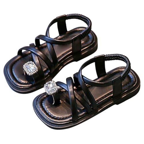 IWIHMIV Girls Sandals Open Toe Flower Summer Outdoor Beach Dress Comfortable Soft Sole Shoes with Elastic Strappy