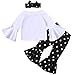 Set di vestiti per bambini e bambine Solid Ruffle Off spalla T-shirt a maniche lunghe Top Leopard Pantaloni a zampa d'elefante Abiti primaverili Autunno Bianco 100 18-24 mesi