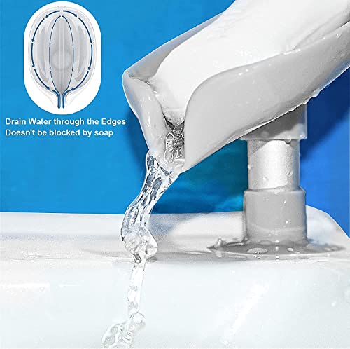Image of Soap Dish Holder Self Draining Soap Holder Leaf Shape Bar Soap Holder Soap Saver with Suction Cup for Shower Bathroom Tub Kitchen Sink Plastic Tray Holder (2 Pack)