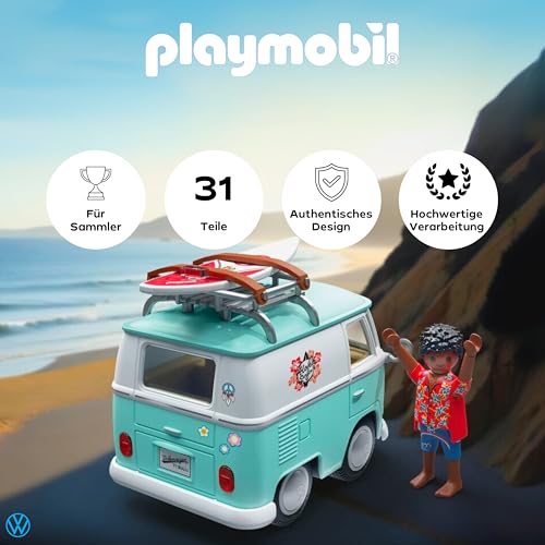 PLAYMOBIL | Collector Cars | Volkswagen T1 Camper | Modellauto für Erwachsene & Kinder | Mit Stickern zum Personalisieren Auto-Fans | Detailgetreues Design | 71857