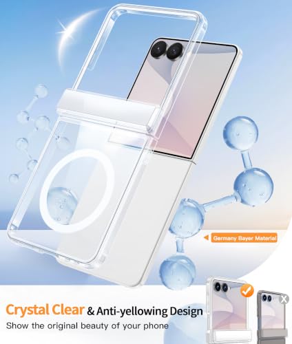 Image of FNTCASE for Samsung-Galaxy Z Flip 8 Clear Case with Hinge Protection | Compatible with Magsafe, Screen Protector, Anti Yellowing, Military Grade Drop Shockproof Protective, Transparent Phone Case