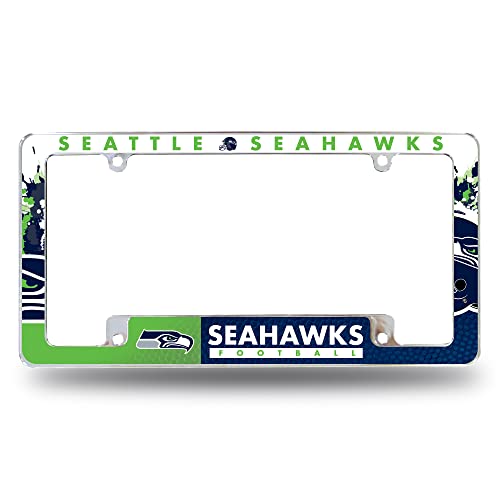 Rico Industries NFL Seattle Seahawks Primary 12 x 6 Chrome All Over Automotive License Plate Frame for Car/Truck/SUV