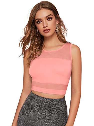 Image of LONDON BELLY Women's Polyester Crop Top with Round Neck Sleeveless Solid Pattern and Crop Length | Womens Crop Tops | Summer Fashion Top Stylish Look