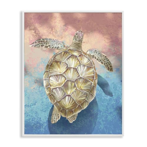 Sea Turtle Swimming Coastal, 11 x 14 Inch Framed Giclée Print