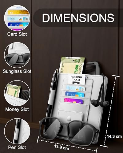 Image of FEDUS Premium Car Organiser and Storage Car Document Holder, Sunglasses Holder for Car, Car Sun Visor Organizer Car all New Accessories Multipocket Pouch Auto Interior Accessories for Truck, SUV, Van