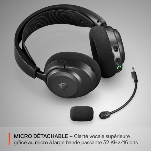 SteelSeries Casque Arctis Nova 3P Wireless - Appli Mobile Companion - Batterie 40h - Haut-parleurs magnétiques en néodyme - 2,4 GHz/Bluetooth - Micro détachable - PS5, PS4, PC, Switch, Mobile -Noir