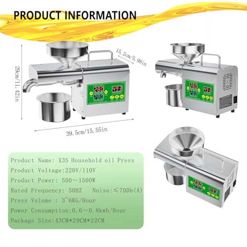 Domowa prasa do oleju komercyjnego, 1500 W automatyczne tłoczenie na zimno do słonecznika, orzeszków ziemnych, migdałów, soi, rzepaku, 110 V 220 V