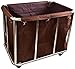 MERTNK Chariots Mobiles, Chariot de Serveur de Ménage Chariot de Trêve À Lesserie Avec Roues, Chariot À Linge À Blanchisserie Robuste, Cadre En Acier Inoxydable/Brown/91 * 56 * 92Cm