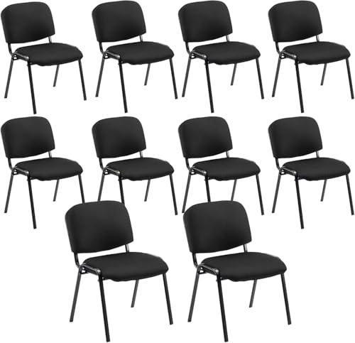 Image of HNY Black Waiting Room Stackable Chairs Mesh Ergonomic Reception Chairs Set of 10 Conference Desk Guest Chair for Meeting Room, Office, Lobby, Events, Hall