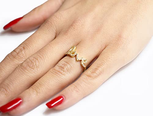 CloseoutWarehouse Cubic Zirconia Love in Script Ring 925 Sterling Silver (Color Options, Sizes 3-15)4