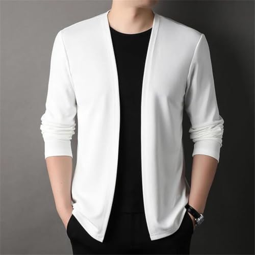 Men’S Slim Fit Thin Long Sleeve Cardigan Outerwear Casual None Collar Top2
