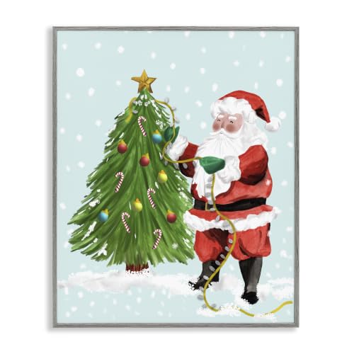 Snowy Santa Claus Christmas Tree, 24 x 30 Inch Framed Giclée Print