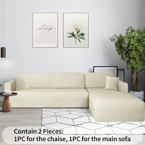Housse canapé d'angle extensible beige 3+4 places Ystyle - 3