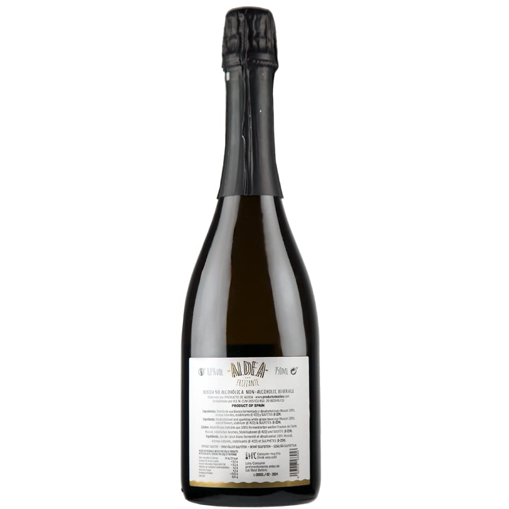 ALDEA 00 FRIZZANTE MUSCAT – Espumoso sin alcohol - 75 cl (PACK 6 BOTELLAS, 450 CL)